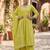 Green floral printed cotton kurta set