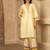 Yellow cotton kurta set with floral embroidery lace detailings