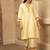 Yellow cotton kurta set with floral embroidery lace detailings