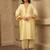 Yellow cotton kurta set with floral embroidery lace detailings