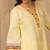 Yellow cotton kurta set with floral embroidery lace detailings