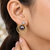 Certified natural freshwater pearls jewellery black freshwater pearl stud earrings with gold multi-circle frame