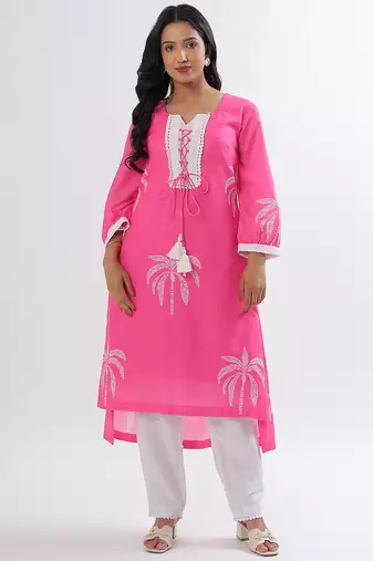 Pink coconut cotton kurta set