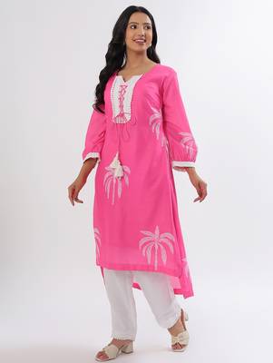 Pink coconut cotton kurta set 2