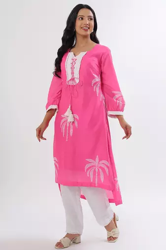 Pink coconut cotton kurta set