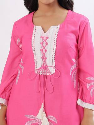 Pink coconut cotton kurta set 4