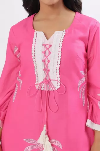 Pink coconut cotton kurta set