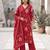Red floral printed cotton kurta set