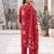 Red floral printed cotton kurta set