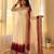 Off-white georgette embroidered flared gown set