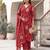 Red floral printed cotton kurta set