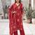 Red floral printed cotton kurta set