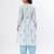 White & blue a-shape cotton kurta set
