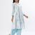 White & blue a-shape cotton kurta set