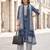 Blue floral printed cotton kurta set