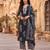 Black floral printed cotton kurta set