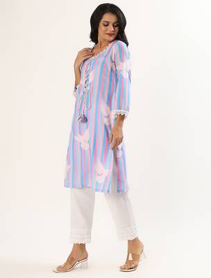Pink & blue cotton kurta set 2