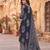Black floral printed cotton kurta set