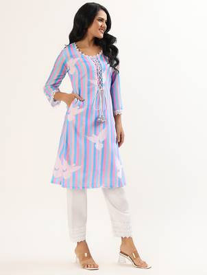 Pink & blue cotton kurta set 3
