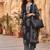 Black floral printed cotton kurta set