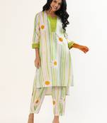 Green cotton linen kurta set