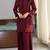 Wine crepe embroidered farshi salwar set