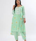 Minty green cotton kurta set