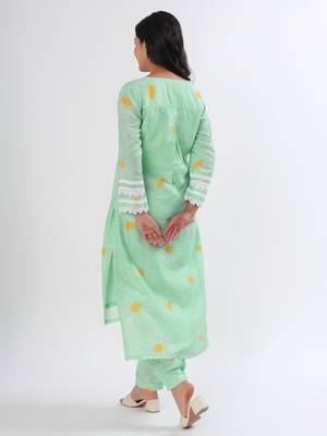 Minty green cotton kurta set 3
