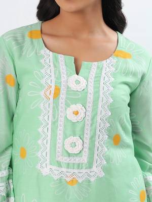 Minty green cotton kurta set 4