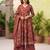 Burgundy floral printed cotton kurta set