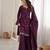 Purple silk blend embroidered palazzo set