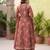 Burgundy floral printed cotton kurta set