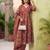 Burgundy floral printed cotton kurta set