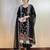 Black silk blend embroidered kurta set
