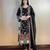 Black silk blend embroidered kurta set