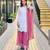 White faux georgette embroidered palazzo set