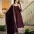 Wine silk blend embroidered anarkali set