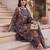 Blue floral printed cotton kurta set
