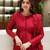 Red silk blend embroidered anarkali set