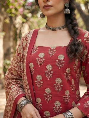 Pink floral printed cotton kurta set 5
