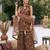 Brown floral printed cotton kurta set