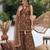 Brown floral printed cotton kurta set