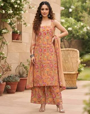 Multicolor floral printed viscose rayon kurta set 1