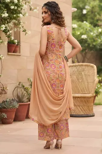 Multicolor floral printed viscose rayon kurta set