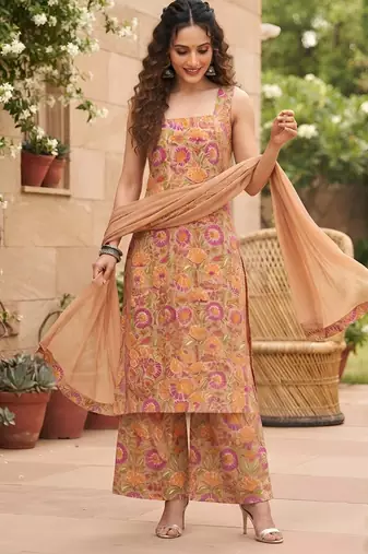 Multicolor floral printed viscose rayon kurta set