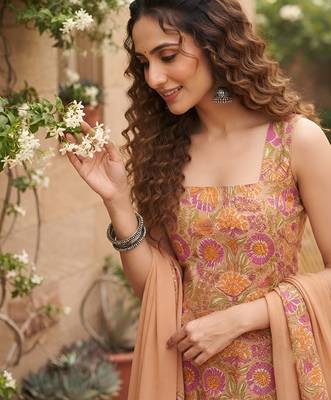 Multicolor floral printed viscose rayon kurta set 4