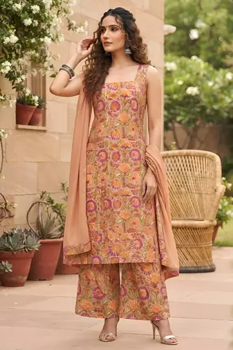 Multicolor floral printed viscose rayon kurta set