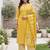 Yellow floral printed cotton kurta set