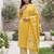 Yellow floral printed cotton kurta set