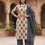 Beige floral printed cotton kurta set